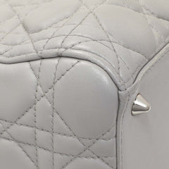 Christian Dior Grey Lambskin Cannage Medium Lady Dior