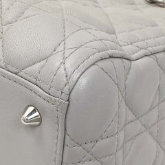 Christian Dior Grey Lambskin Cannage Medium Lady Dior