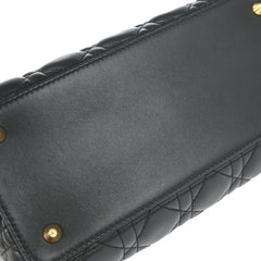 Christian Dior Black Lambskin Medium Lady Dior Cannage 2way Shoulder Handbag
