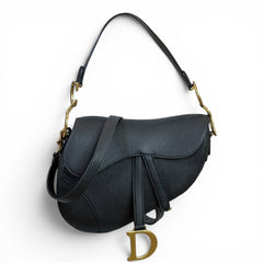 Christian Dior Saddle Bag Black Grained Calfskin