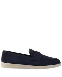 Prada Suede Loafers with Triangle Logo – Navy