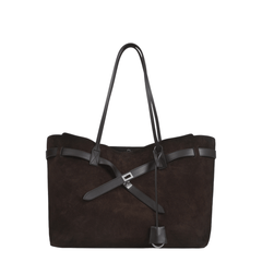 Balenciaga Bel Air Large Waxed Suede Calfskin Tote Bag - Light Espresso