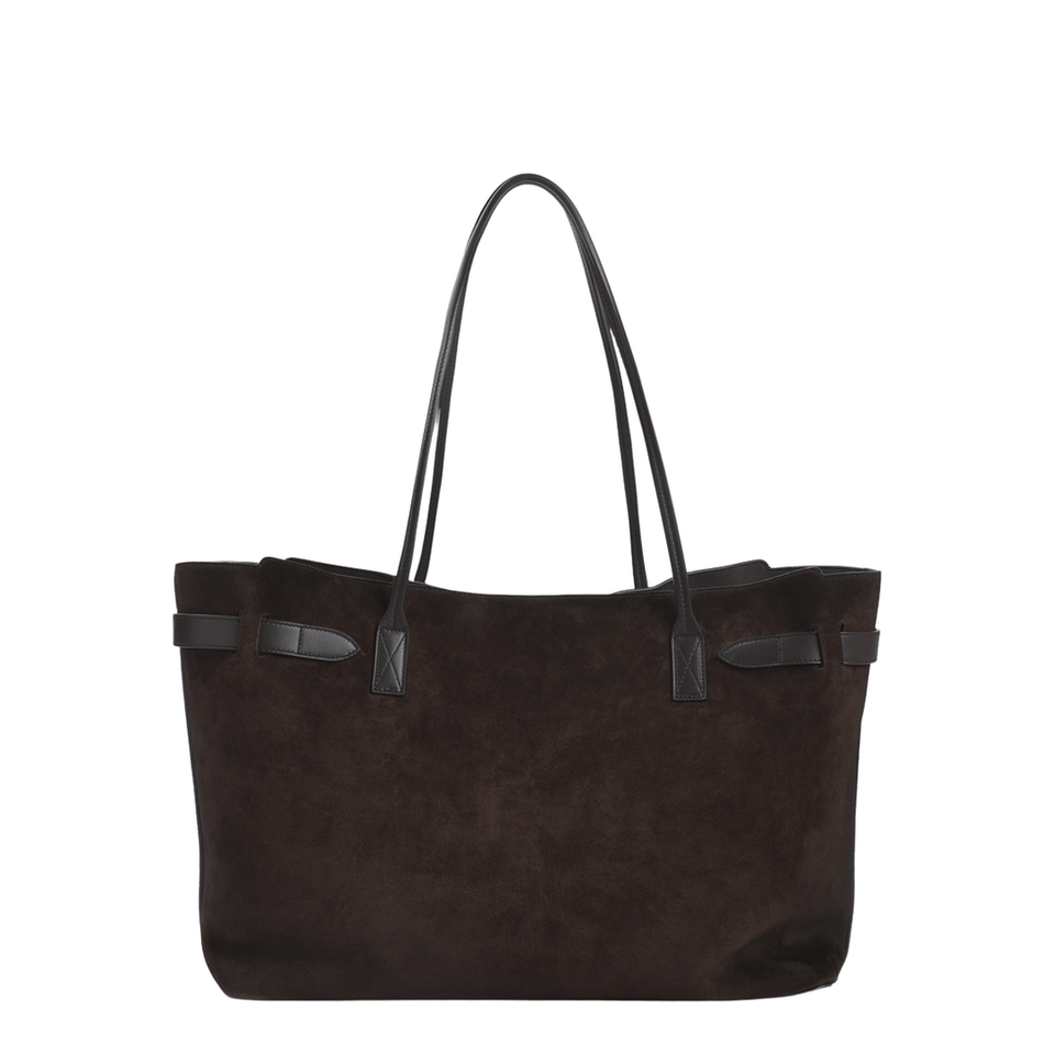 Balenciaga Bel Air Large Waxed Suede Calfskin Tote Bag - Light Espresso
