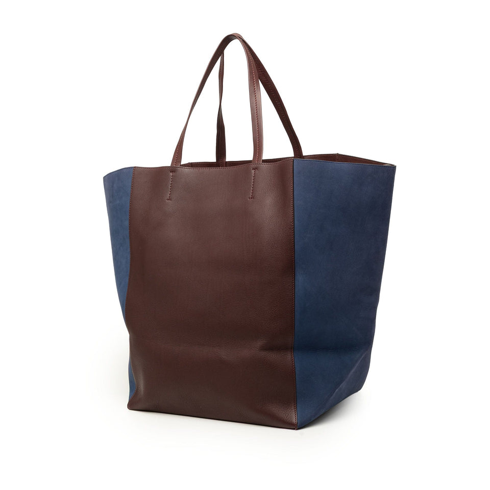 Celine Large Bicolor Suede and Calfskin Phantom Cabas Tote