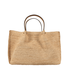 Valentino Medium Straw Tote - Saddle Brown/Natural/Rouge Pur