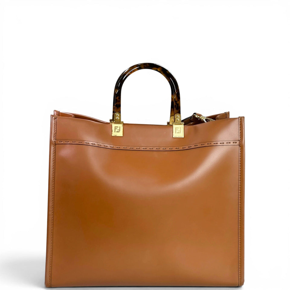 Fendi Sunshine Tote Medium Brown Leather