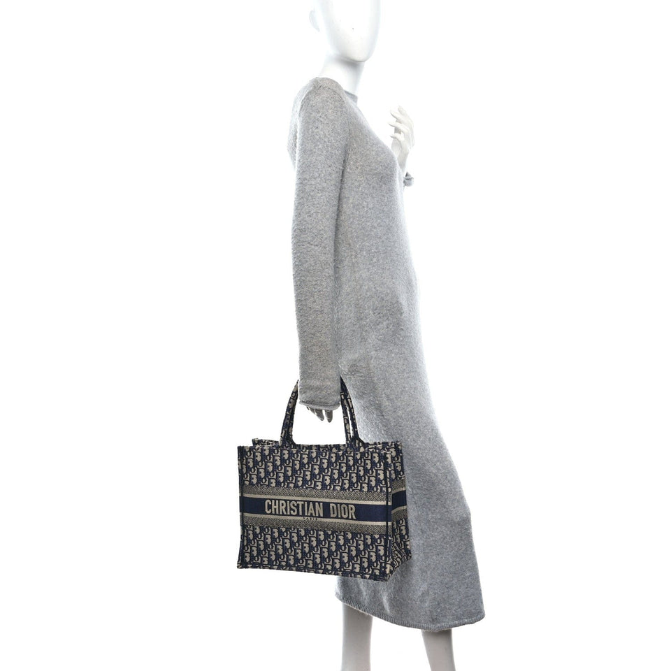 Christian Dior Oblique Medium Book Tote Blue Multicolor
