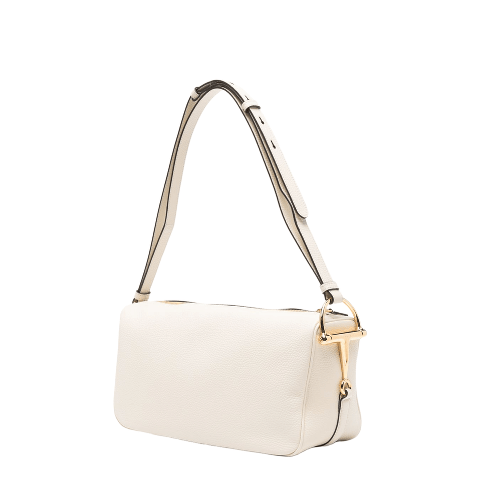 Gucci Half Horsebit Medium Calfskin Shoulder Bag - New Ivoire