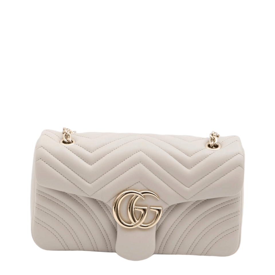 Gucci GG Marmont Medium Matelassé Chevron Nappa Leather Shoulder Bag - Light Grey