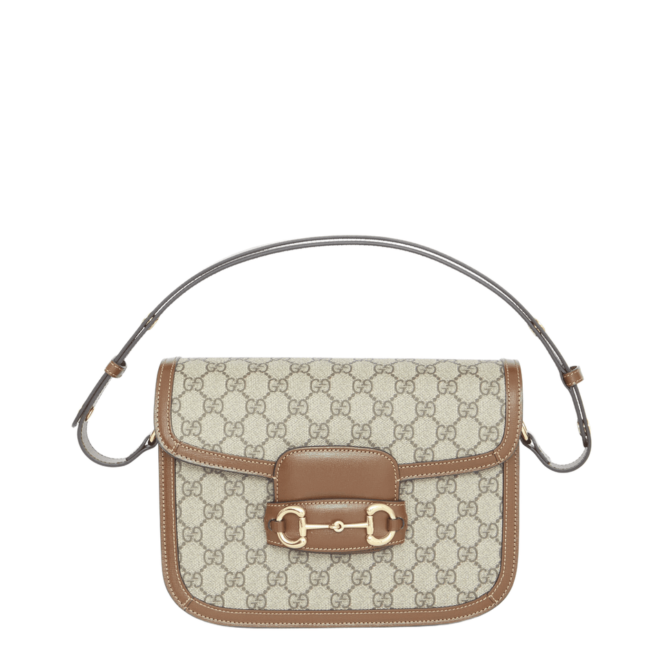 Gucci Horsebit 1955 Medium GG Supreme Shoulder Bag - Brown