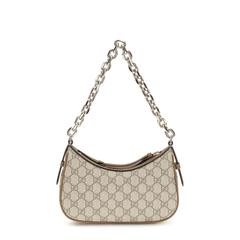 Gucci Small GG Monogram Coated Fabric Shoulder Bag - Beige and Dark Brown
