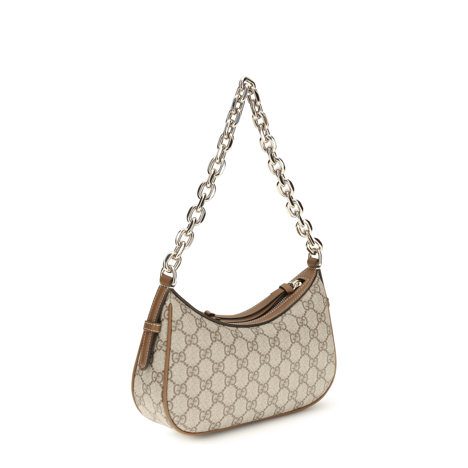 Gucci Small GG Monogram Coated Fabric Shoulder Bag - Beige and Dark Brown
