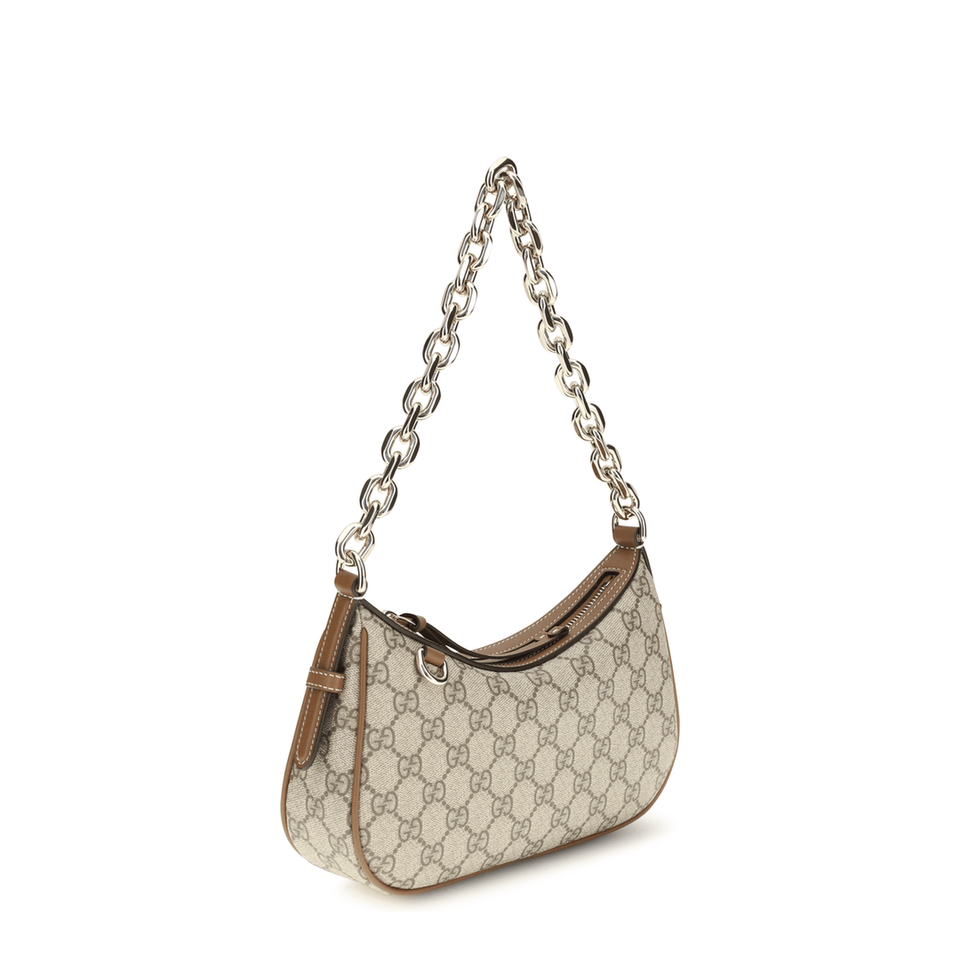Gucci Small GG Monogram Coated Fabric Shoulder Bag - Beige and Dark Brown