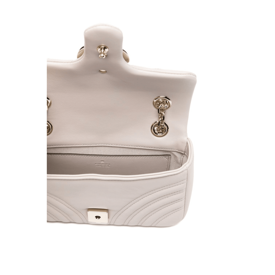 Gucci GG Marmont Small Matelassé Chevron Nappa Leather Shoulder Bag - Light Grey