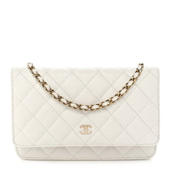 Chanel Caviar Quilted Wallet on Chain WOC White