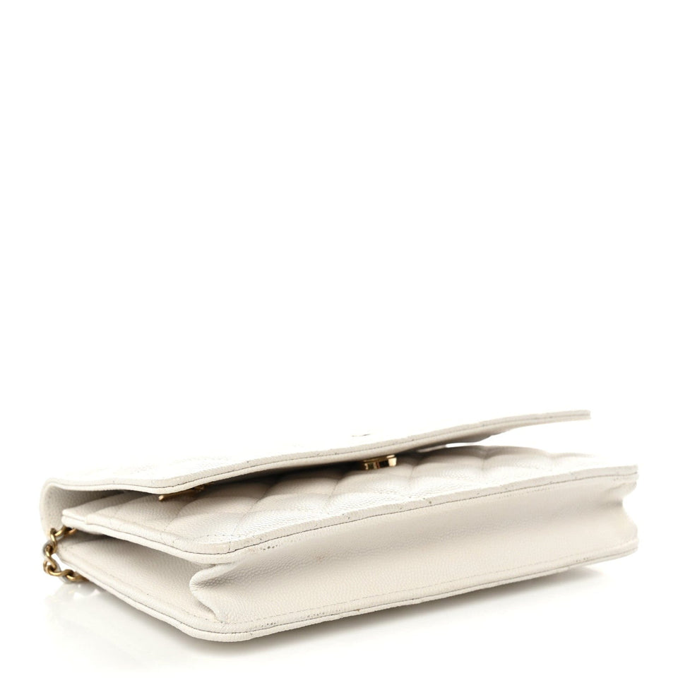 Chanel Caviar Quilted Wallet on Chain WOC White