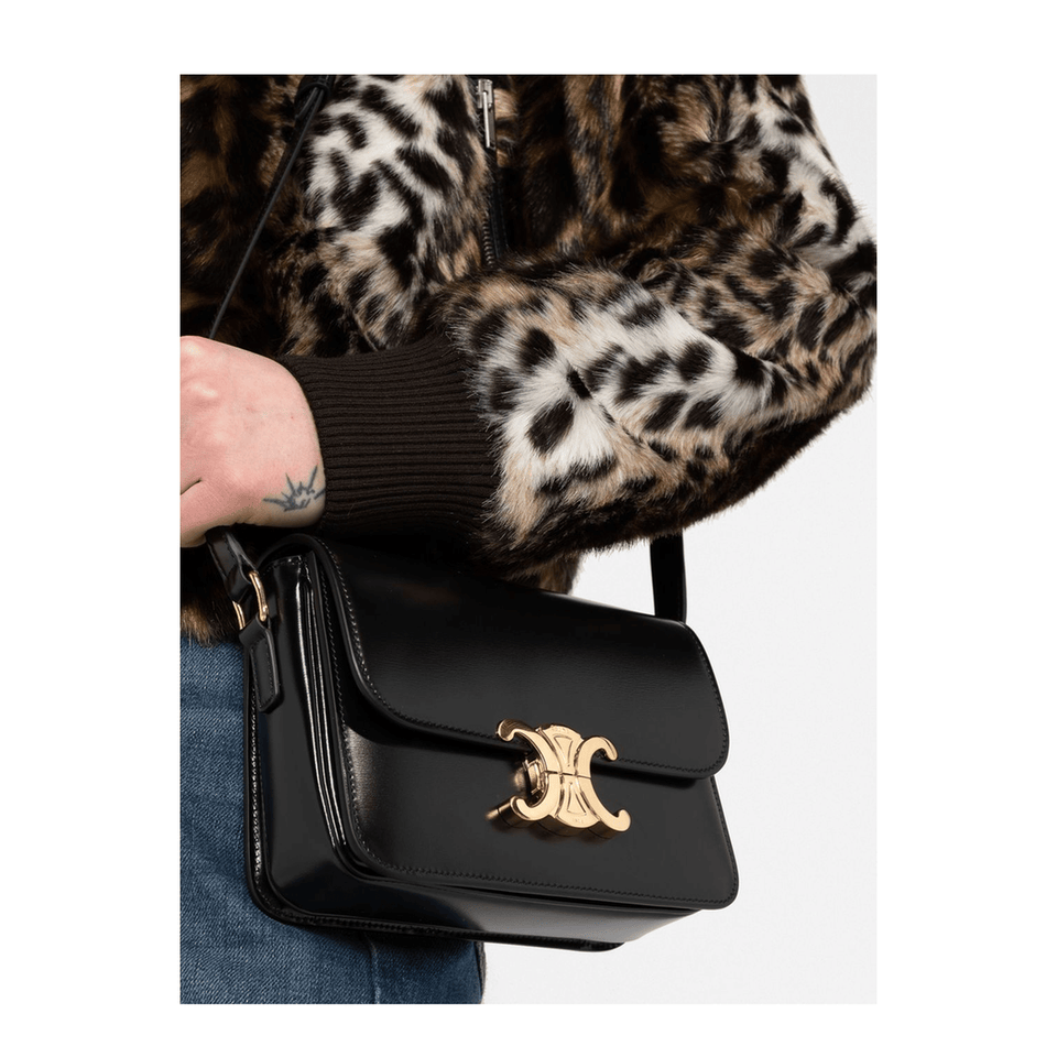 Celine Triomphe Teen Calfskin Crossbody - Black