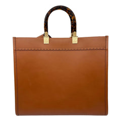 FENDI Sunshine Medium Leather Shopper Tote Bag Brown