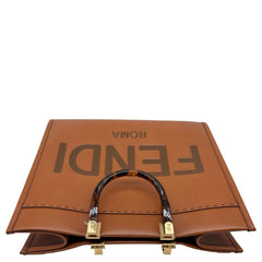 FENDI Sunshine Medium Leather Shopper Tote Bag Brown
