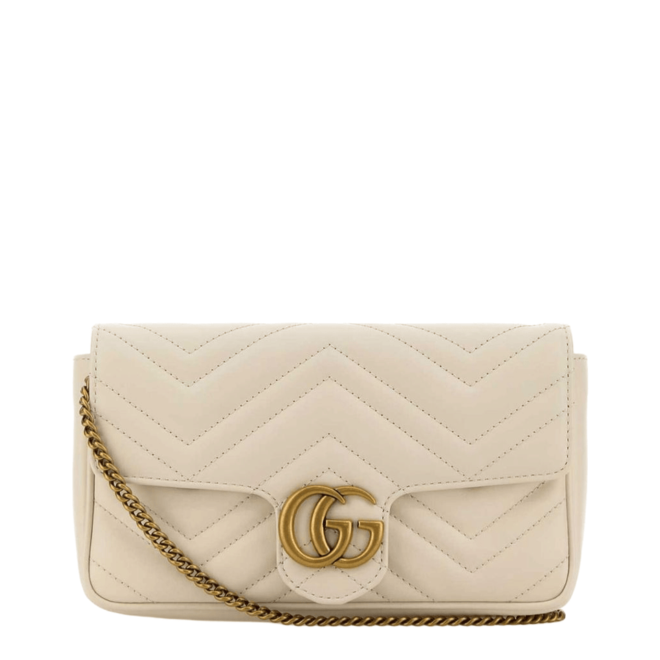 Gucci GG Marmont Small Matelassé Chevron Leather Shoulder Bag - White