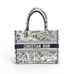 Christian Dior Medium Book Tote in Blue Embroidery