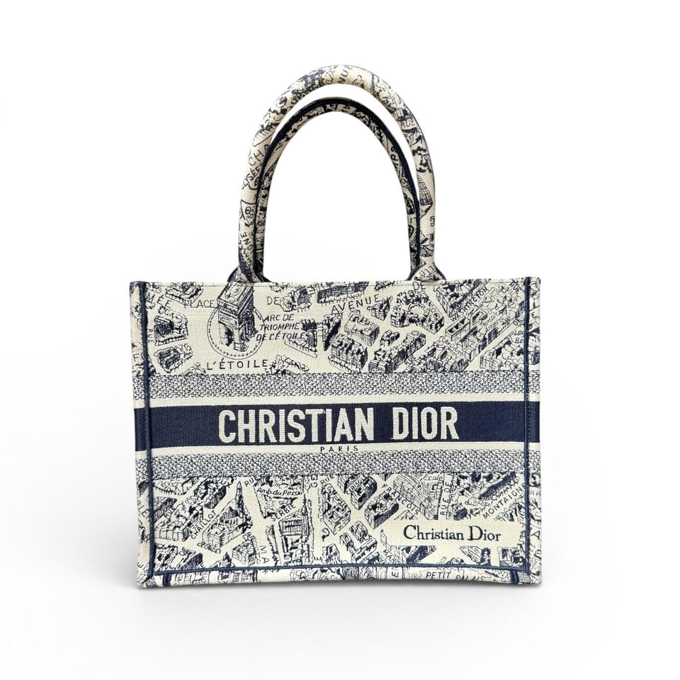 Christian Dior Medium Book Tote in Blue Embroidery