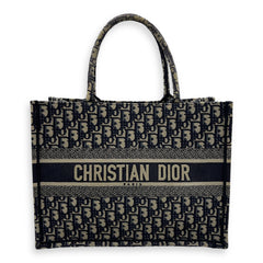 Christian Dior Dior Book Tote Top Handle Bag Medium Blue in Jacquard S2411 - 002261AN