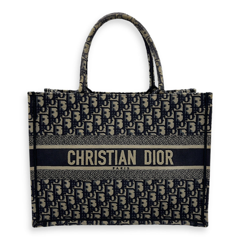 Christian Dior Dior Book Tote Top Handle Bag Medium Blue in Jacquard S2411 - 002261AN