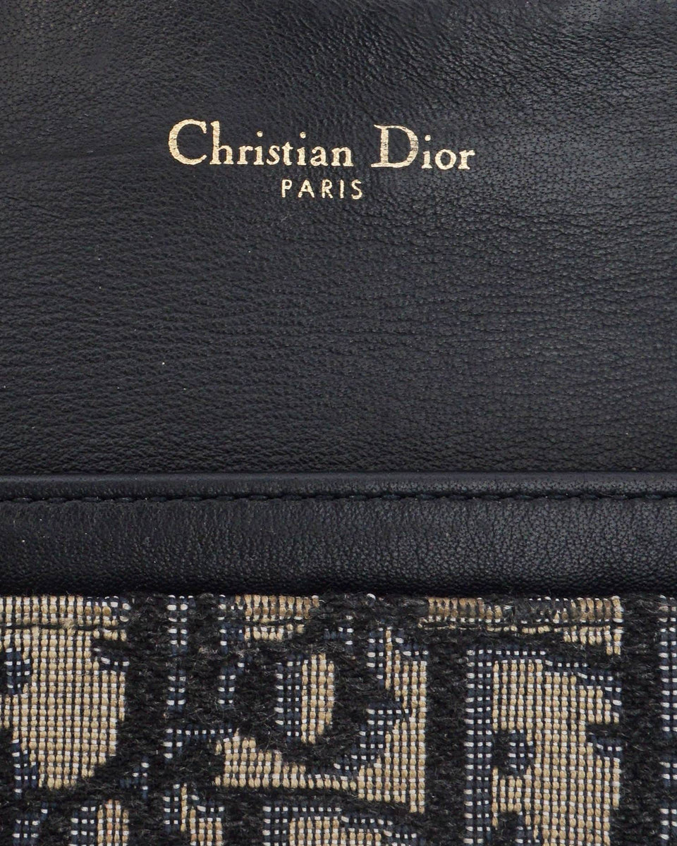 Dior Christian Dior Oblique Jacquard Saddle Flap Card Holder Wallet