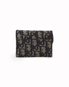 Dior Christian Dior Oblique Jacquard Saddle Flap Card Holder Wallet