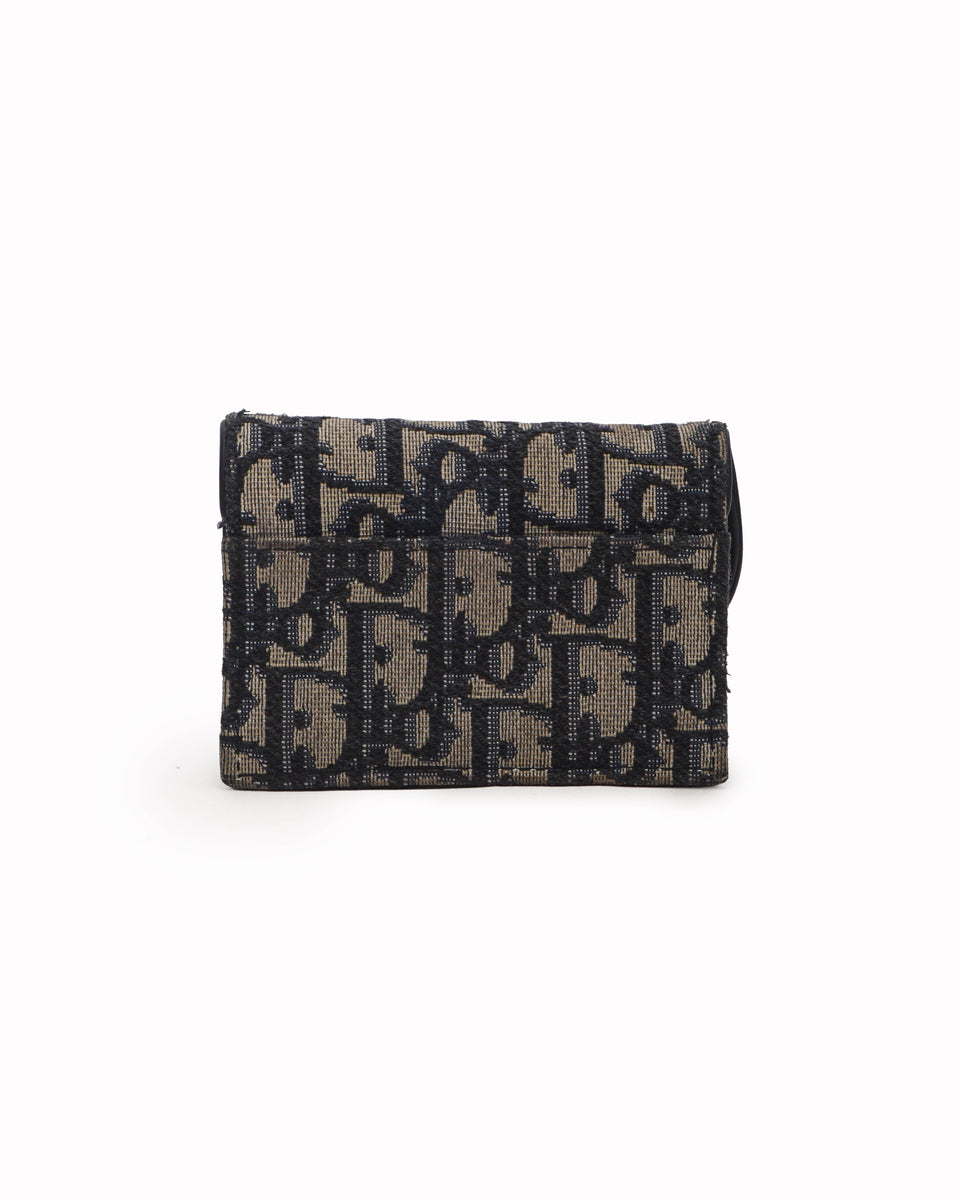 Dior Christian Dior Oblique Jacquard Saddle Flap Card Holder Wallet