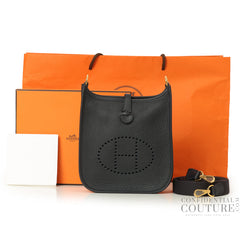 Hermes Noir Evelyne TPM With Gold Hardware