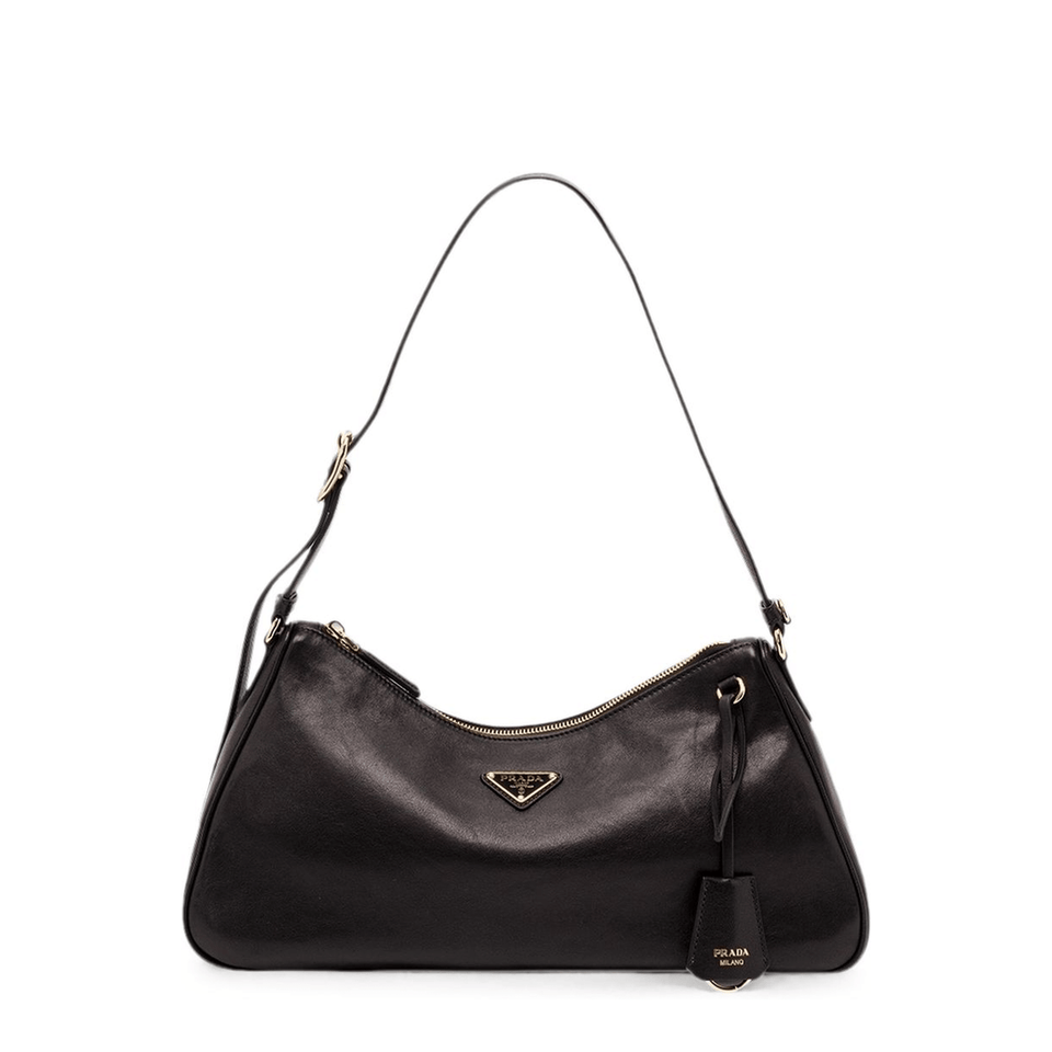 Prada Arqué Small Calfskin Shoulder Bag - Black