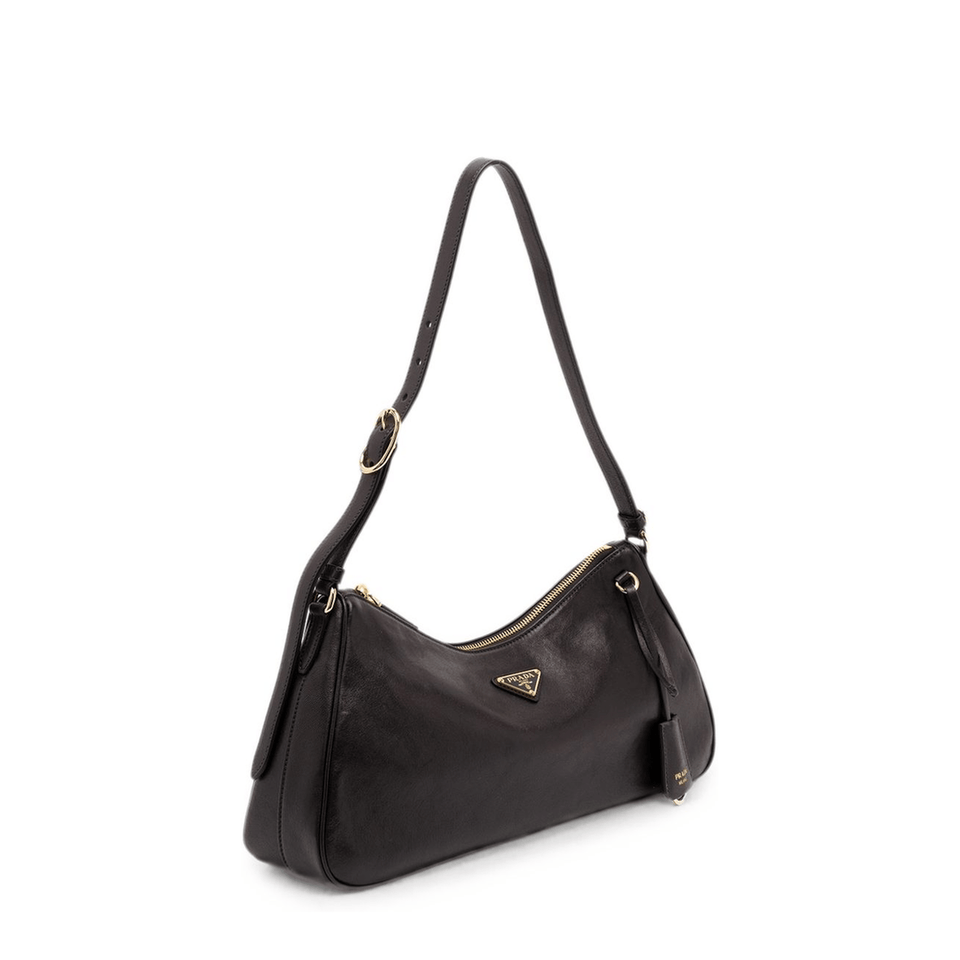 Prada Arqué Small Calfskin Shoulder Bag - Black