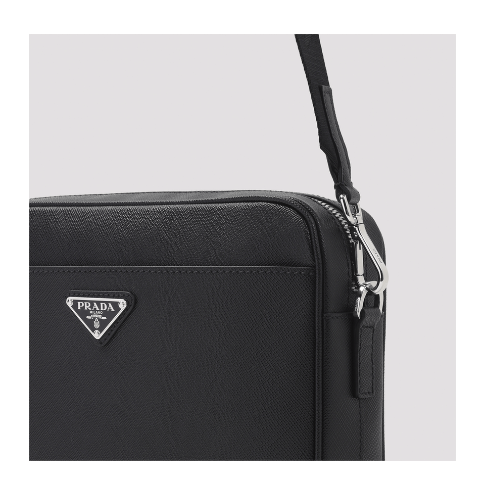 Prada Saffiano Calfskin Shoulder Bag - Nero