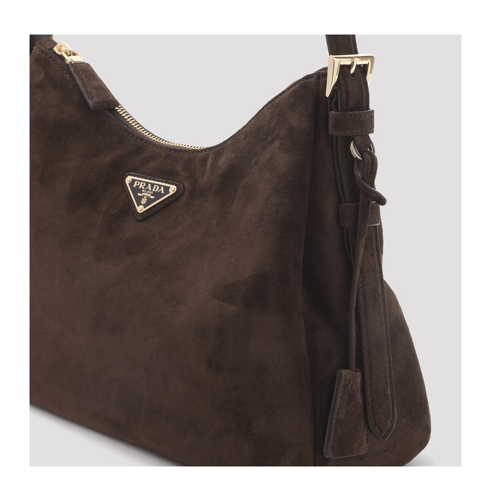 Prada Suede Shoulder Bags - Brown