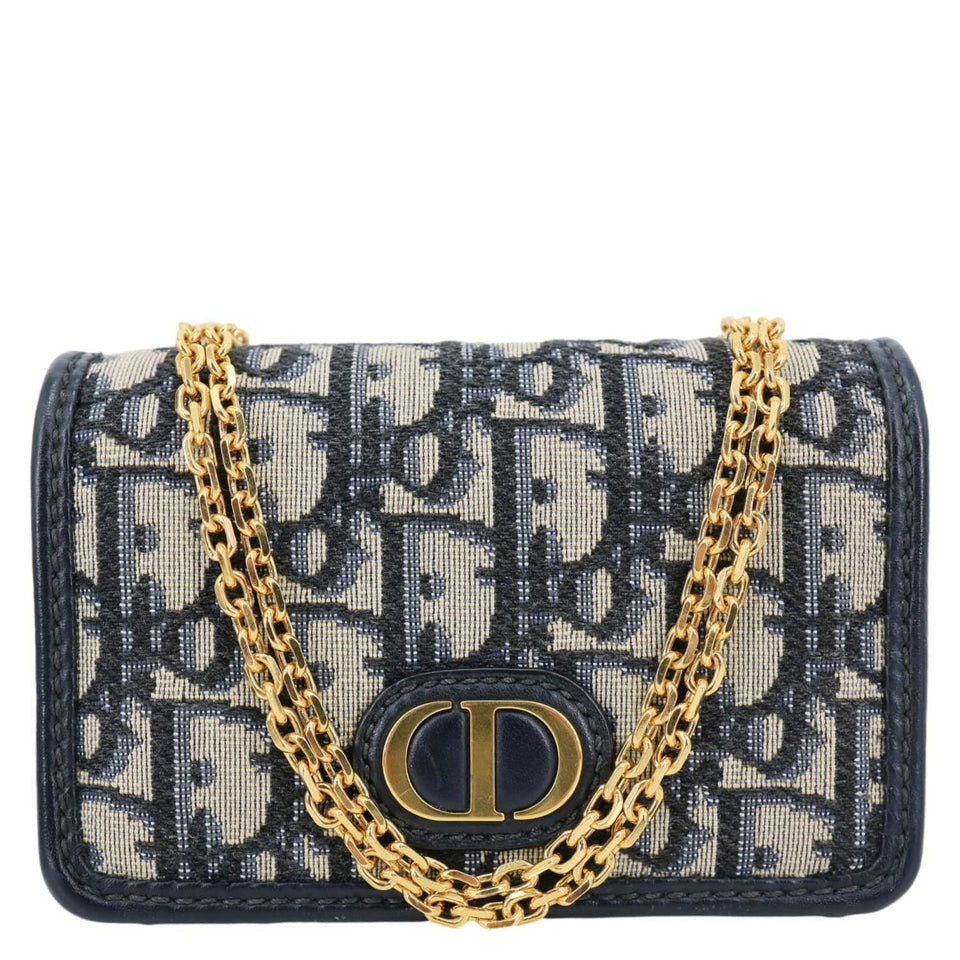 CHRISTIAN DIOR 30 Montaigne 2 In 1 Nano Jacquard Oblique Pouch Blue