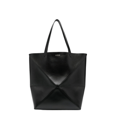 Loewe Puzzle Fold XL Shiny Calfskin Tote - Black