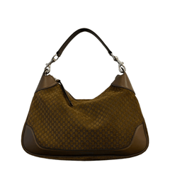 Gucci B Medium Suede Shoulder Bag - Pepper Brown