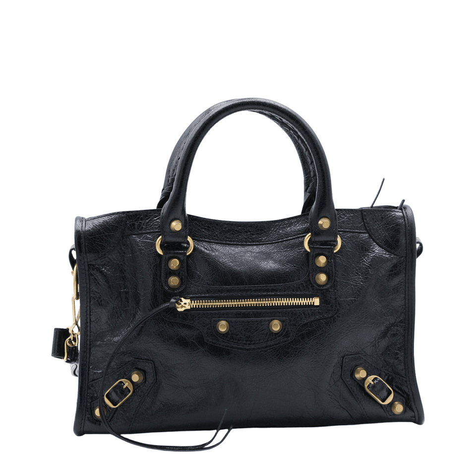 Balenciaga Le City Small Arena Storico Lambskin Shoulder Bag - Black
