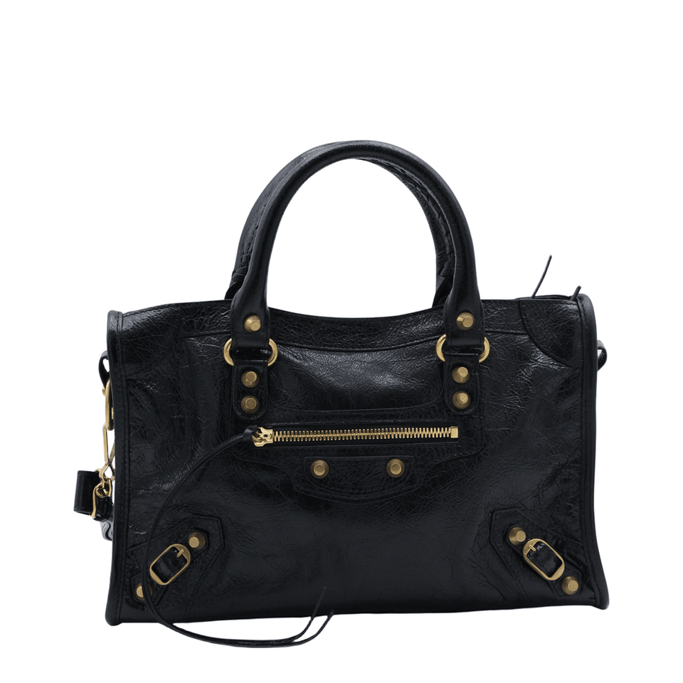 Balenciaga Le City Small Arena Storico Lambskin Shoulder Bag - Black