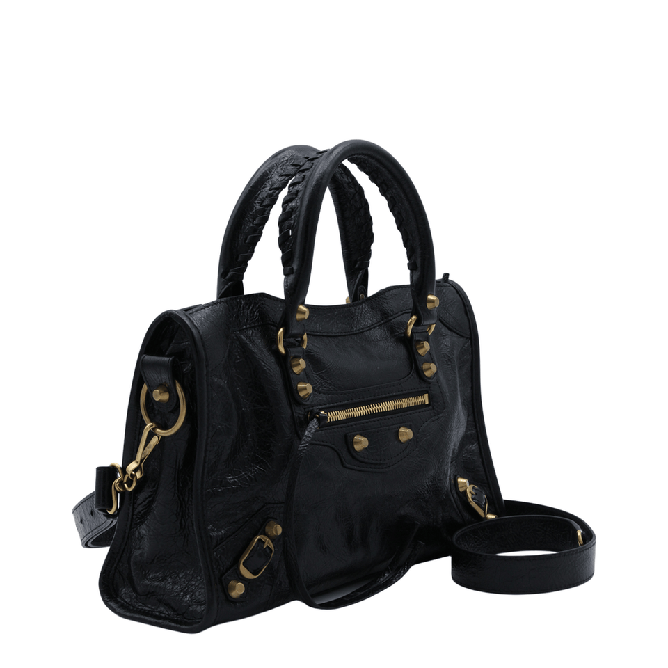 Balenciaga Le City Small Arena Storico Lambskin Shoulder Bag - Black