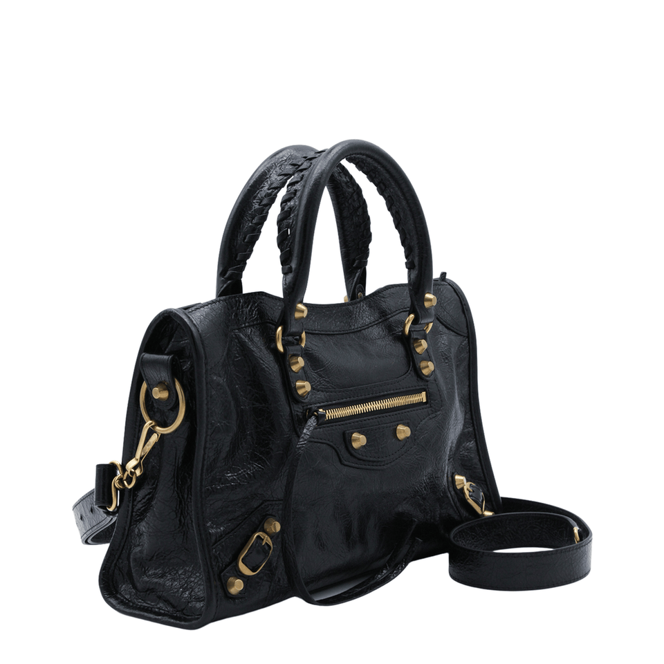 Balenciaga Le City Small Arena Storico Lambskin Shoulder Bag - Black