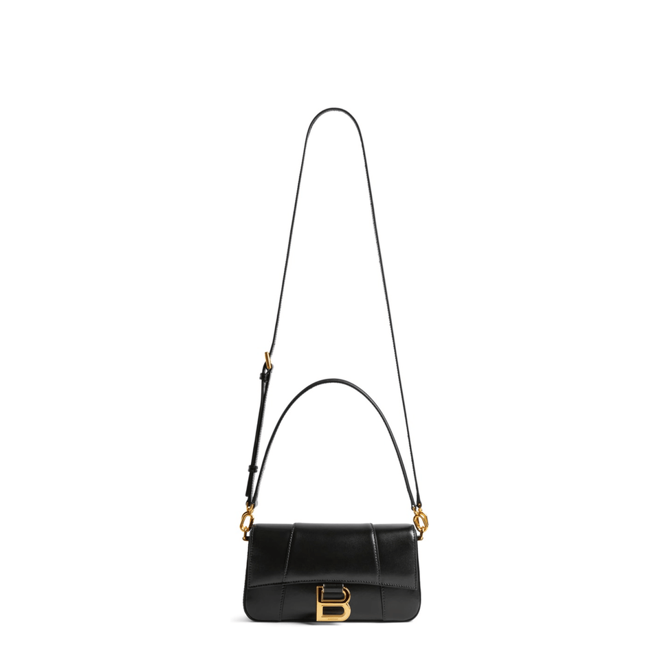 Balenciaga Hourglass Small Calfskin Shoulder Bag - Black