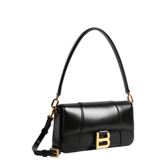 Balenciaga Hourglass Small Calfskin Shoulder Bag - Black