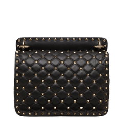 Valentino Rockstud Spike Medium Quilted Nappa Shoulder Bag - Black