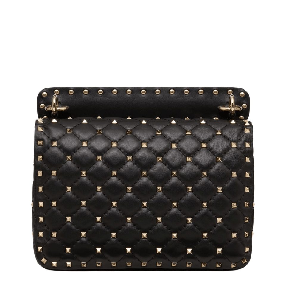 Valentino Rockstud Spike Medium Quilted Nappa Shoulder Bag - Black