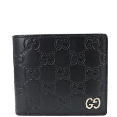 GUCCI GG Signature Leather Bifold Men's Wallet Black 473916