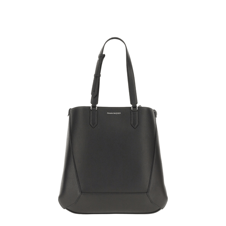 Alexander McQueen Edge Medium Calf Leather Tote - Black