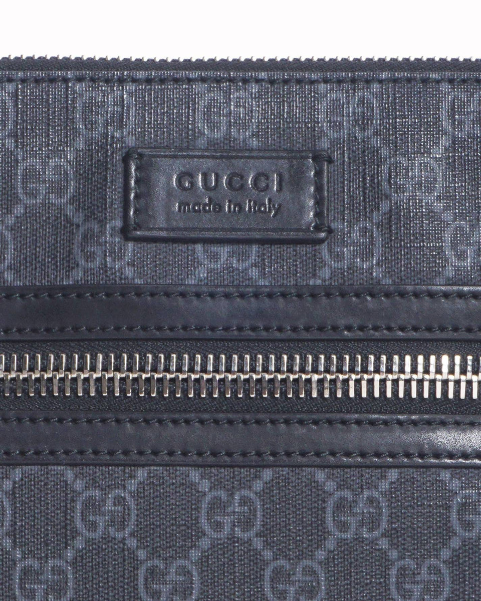 Gucci Black & Grey GG Supreme Web Stripe Messenger Bag